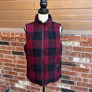 Thread and Supply Faux Shearling Lined Buffalo Plaid Women's Vest Size Medium